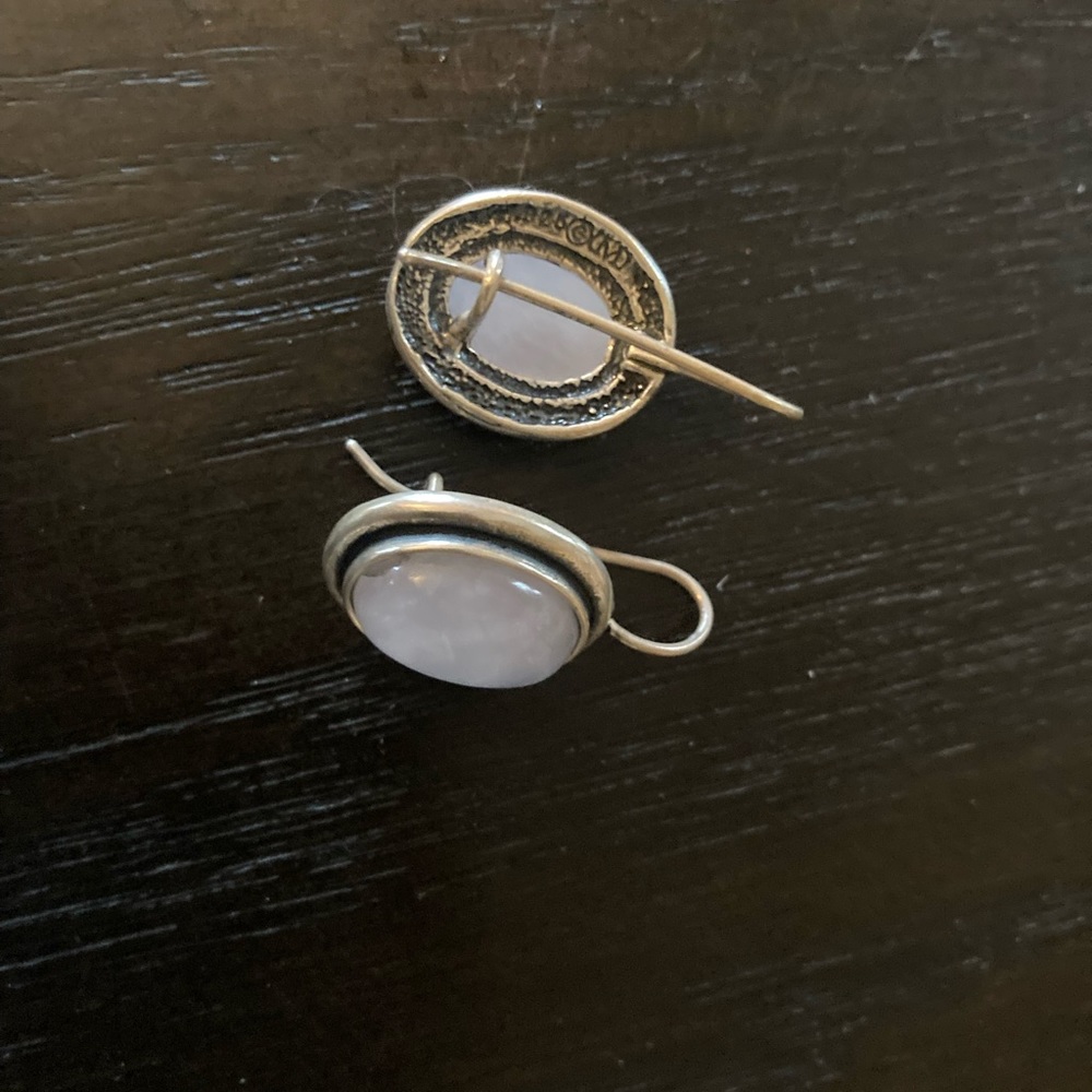 Rose quartz sterling silver earrings